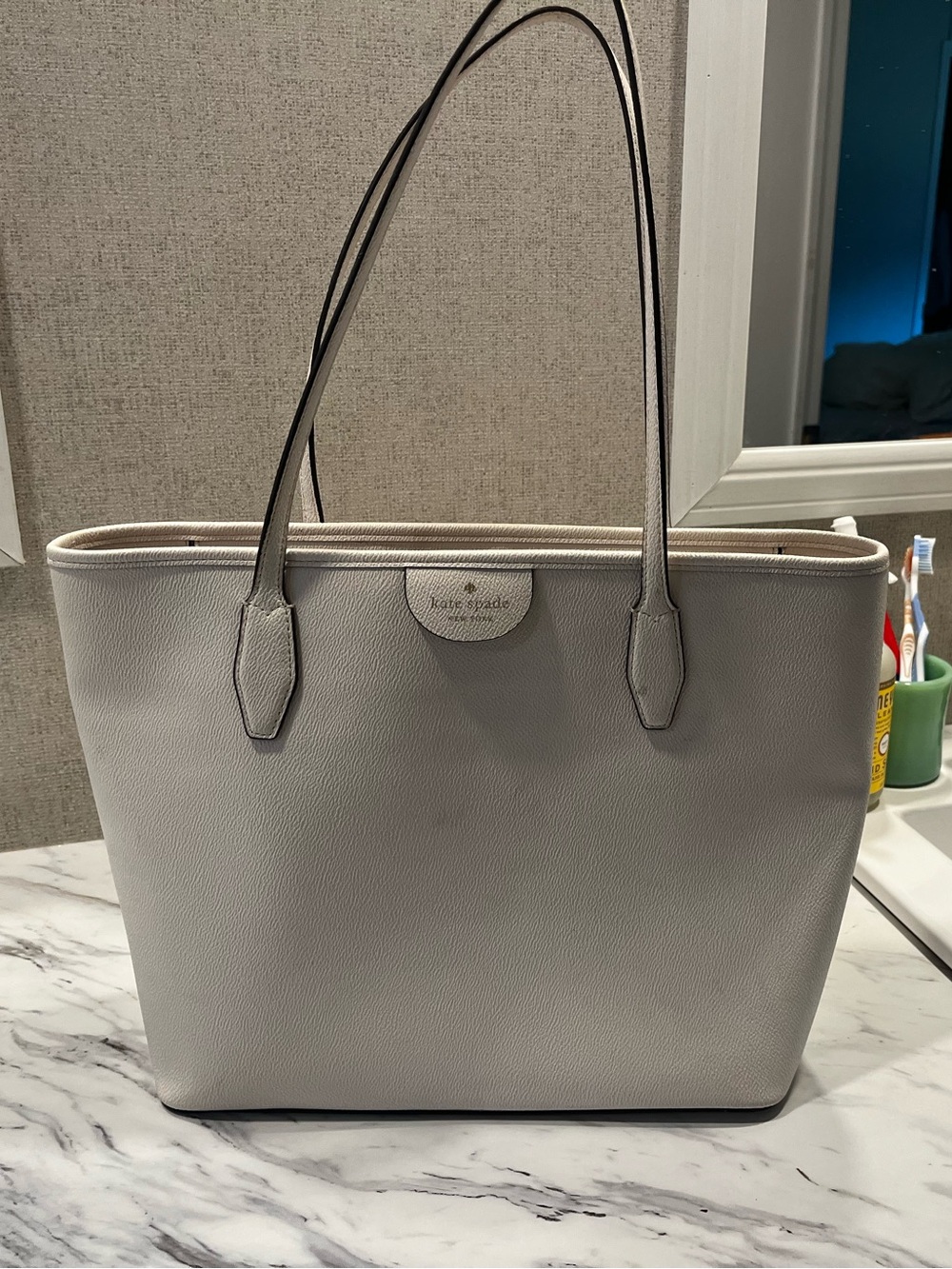 kate spade Light Gray Pebbled Leather Tote